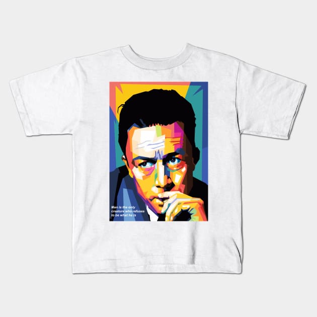 Albert Camus Kids T-Shirt by Wijaya6661